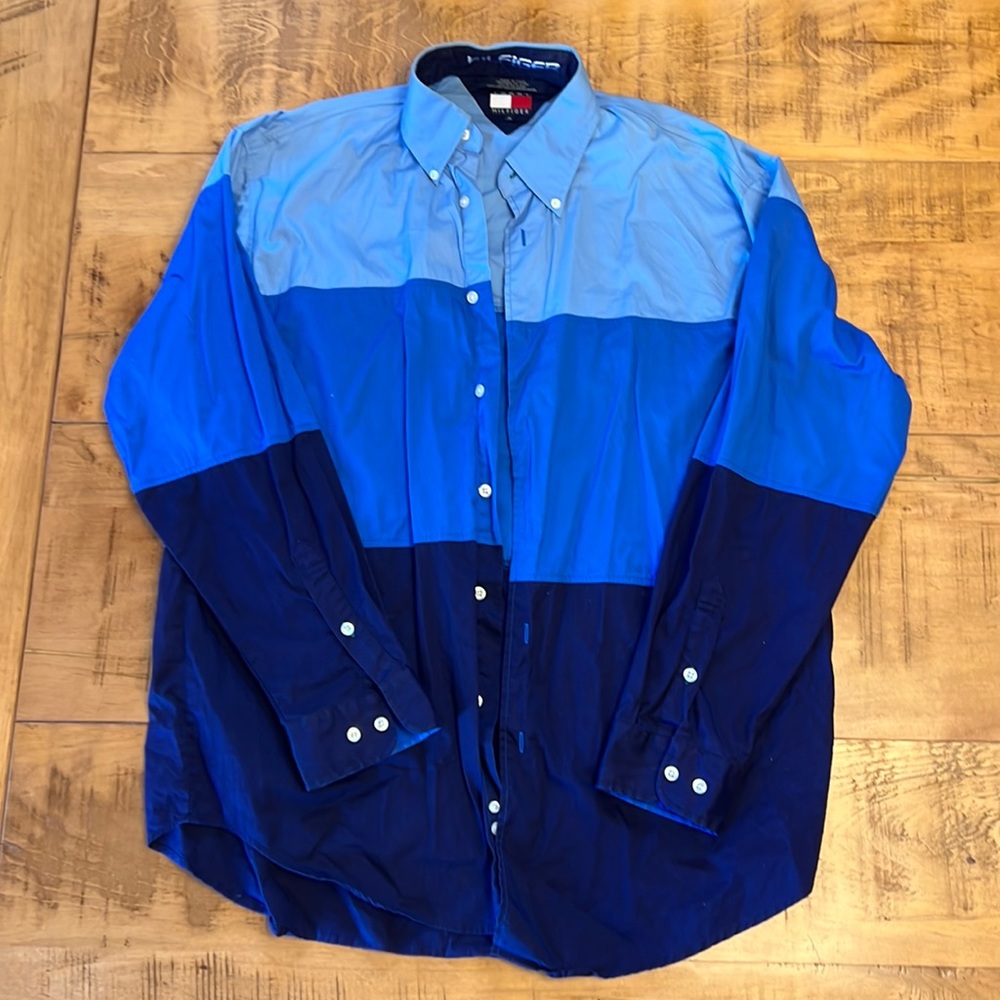 Men’s long sleeve button-down, three tone blue colour excellent condition - Picture 1 of 2